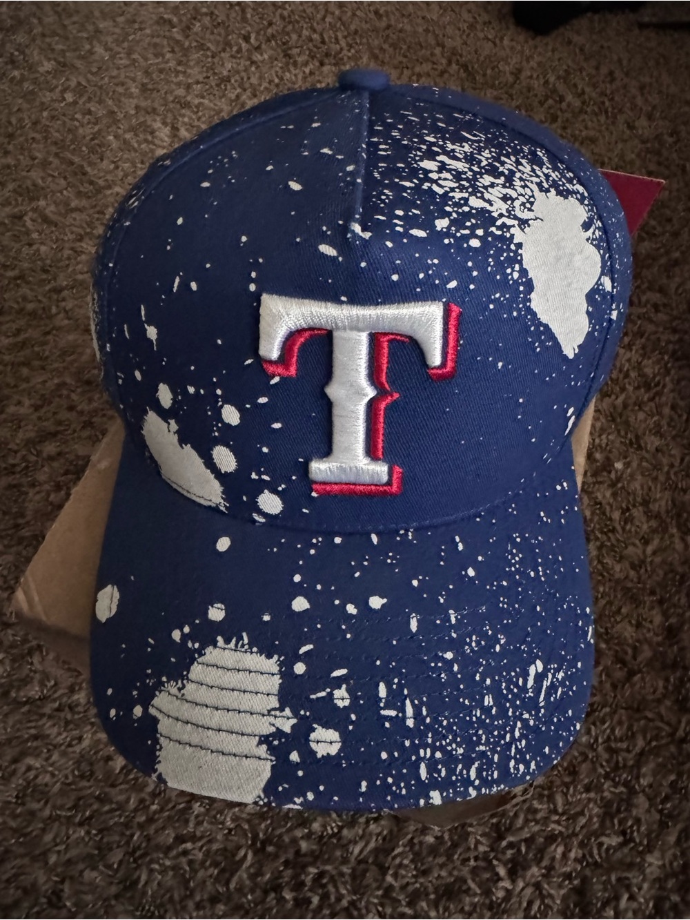 Texas Rangers Mitchell & Ness Baseball Cap Paint Splatter Design NWT